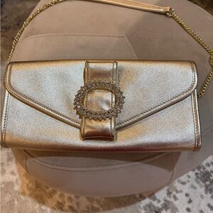 Lilly Pulitzer Gold and Crystal Clutch Bag with shoulder chain- New Condition